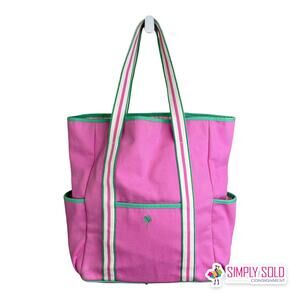 Lilly Pulitzer White Label large Pink tote bag, Diaper Beach Work bag Snap Close